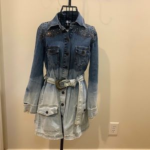 DENIM HAND BLEACHED DISTRESSED JACKET/DRESS
